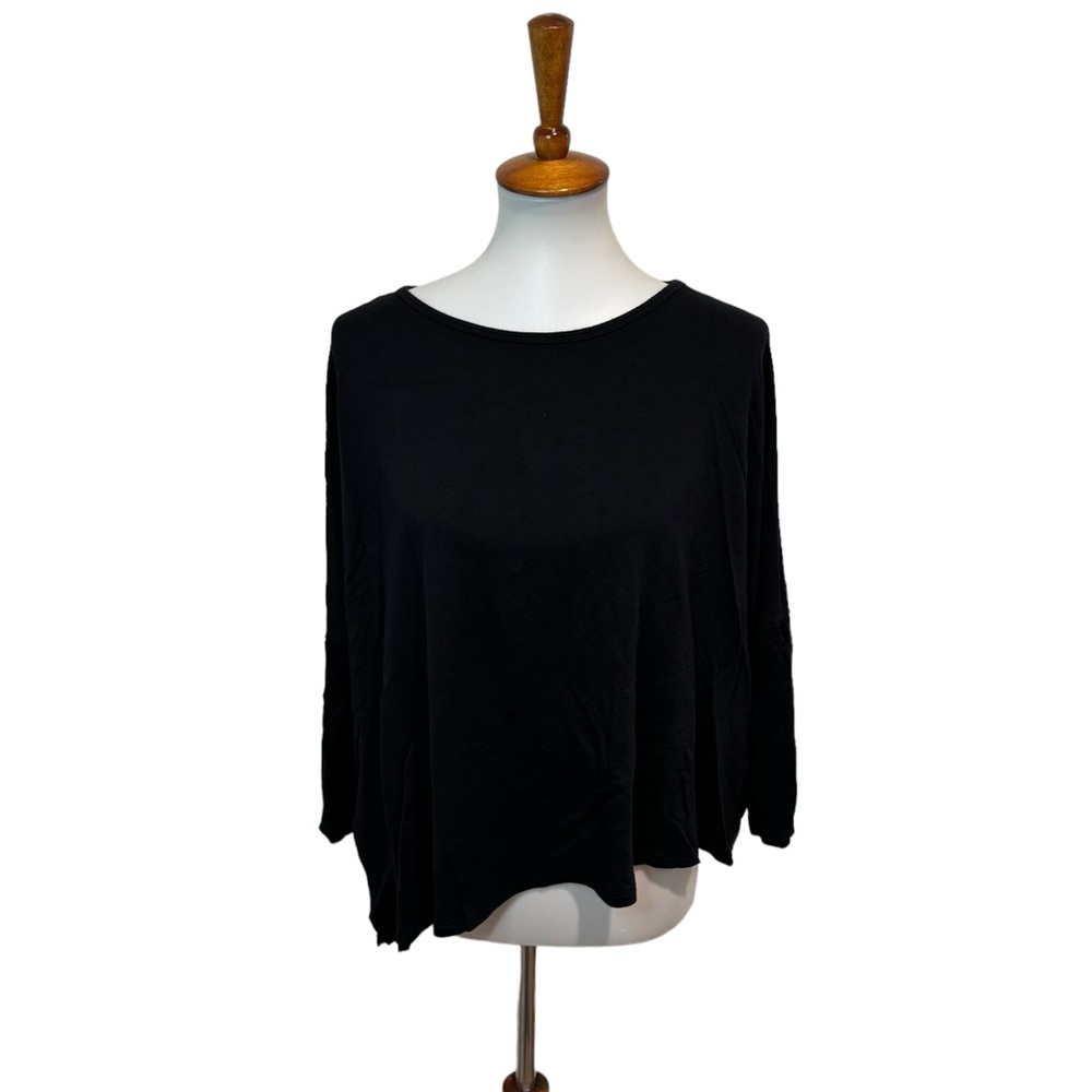 Zara Asymmetrical Shirt Stretchy Long Sleeve Black Size Medium